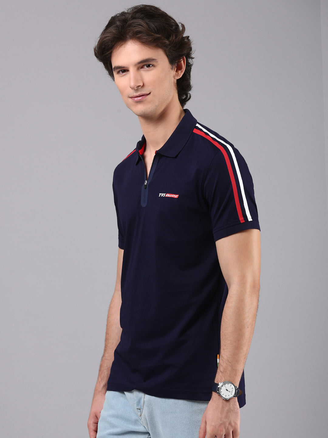 TVS Originals Racing 100% Cotton Mercerised Polo T-Shirt | 180 GSM | Sleek Zipper Placket | Soft Sheen Finish | Lightweight & Durable | Regular Fit | Heat-Sealed Neck | Premium Everyday Wear